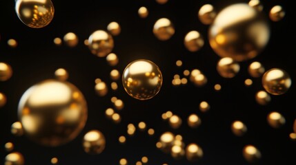 A Captivating Array of Golden Floating Spheres in a Dark Space