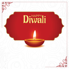 Happy Diwali Celebration Background. Diwali Festival Of Lights Banner with Diya Vector Illustration. Happy Diwali Social Media Post Template. 