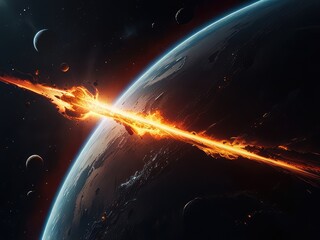 background with space,background with space for text,planet with sun,burning earth in fire,earth in space