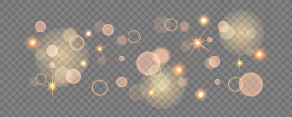 PrintChristmas glowing bokeh light for your design. Festive sparkling gold dust. Holiday powder dust for cards, invitations, banners, advertising.