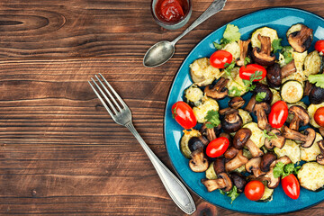 Baked seasonal vegetables with herbs.