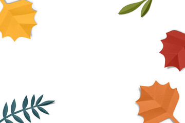 Png autumn leaf border in flat lay style
