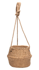 Rattan basket png mockup hanging pot for plants