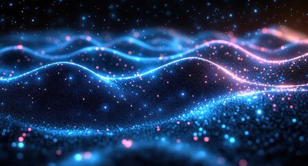 Obraz premium Abstract Blue and Pink Glowing Waves