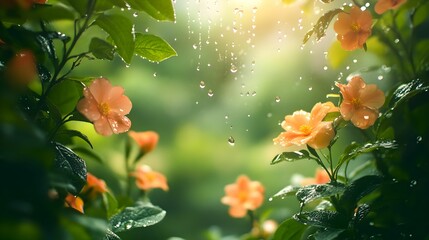 ogród, deszcz, krople wody, kwiaty, natura, spokój, wellness, tło natury, świeżość, wzrost, przyroda, artykuł o naturze, relaks, tło do artykułu, zieleń, kwiaty w ogrodzie, artykuł wellness, woda na s