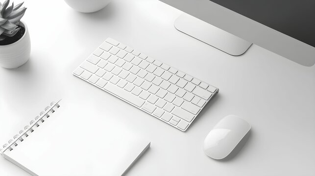 klawiatura, myszka, biurko, minimalistyczne, technologia, praca, biuro, korporacja, elegancja, nowoczesność, produktywność, urządzenia biurowe, praca biurowa, technologia biurowa, wsp&oacute;łczesne narzędzi
