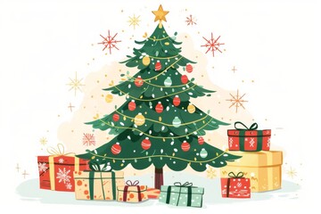 Christmas Tree with Holiday Decorations