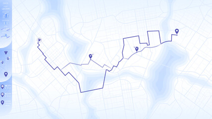 Flexible charging solutions for electric vehicles. Public charging stations available along route. Select the most convenient route to drive back home. Vector illustration