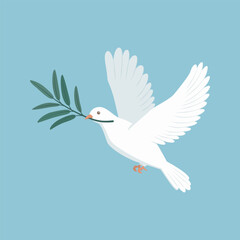 White dove with olive branch symbol of peace