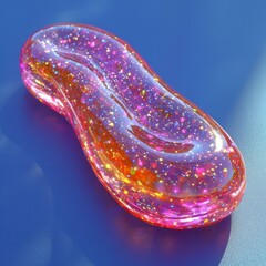 Obraz premium Colorful Pebble with Purple and Gold Glitter, Pink Glass Art