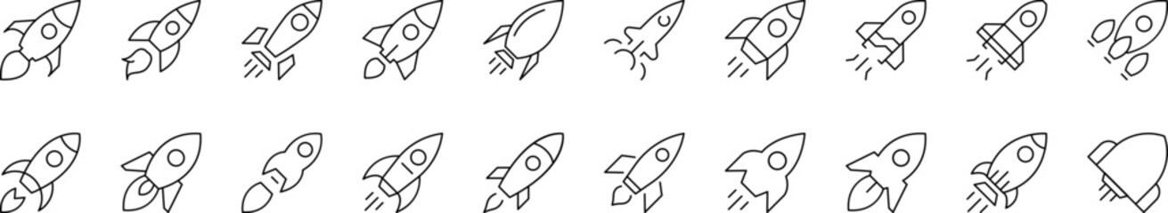 Spaceship Simple Icon Collection. Editable Stroke. Perfect for Infographics, Articles, Books, Flyers, Banners