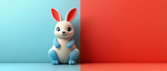 Obraz premium Adorable Blue and Pink Rabbit Character