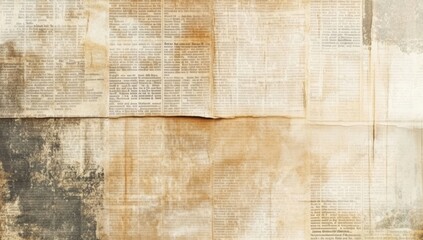 Fototapeta premium Vintage textured background with faded newspaper text.