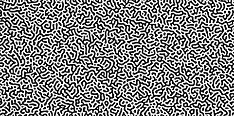 Organic seamless patterns with rounded lines Diffusion reaction background. Monochrome background of natural organic forms motion. Overlay template abstract Turing organic wallpaper background.