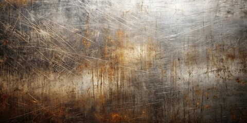 Obraz premium Forced perspective artistic of a grunge metal texture with deep scratches and pronounced marks