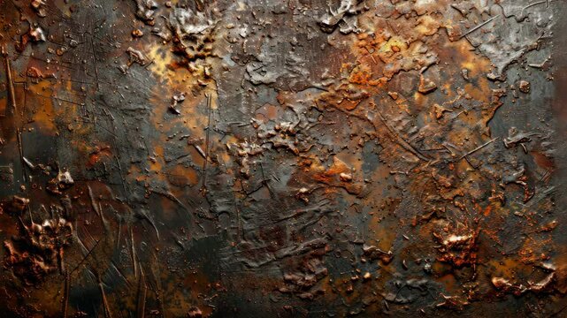 A close-up view of a rusty metal surface, showcasing the intricate patterns of corrosion