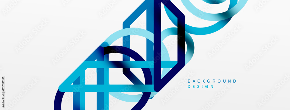 Poster abstract background - colorful circle lines technology or business digital template