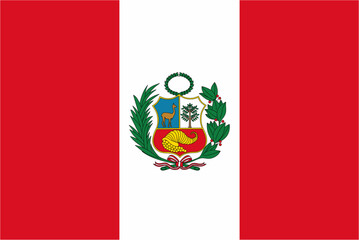 Peru official flag vector with standard size and proportion. National flag emblem with accurate size and colors.