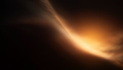 Defocused yellow orange beige radiance soft texture on dark black abstract empty space background. Neon blur glow. Color light overlay. Copy space.