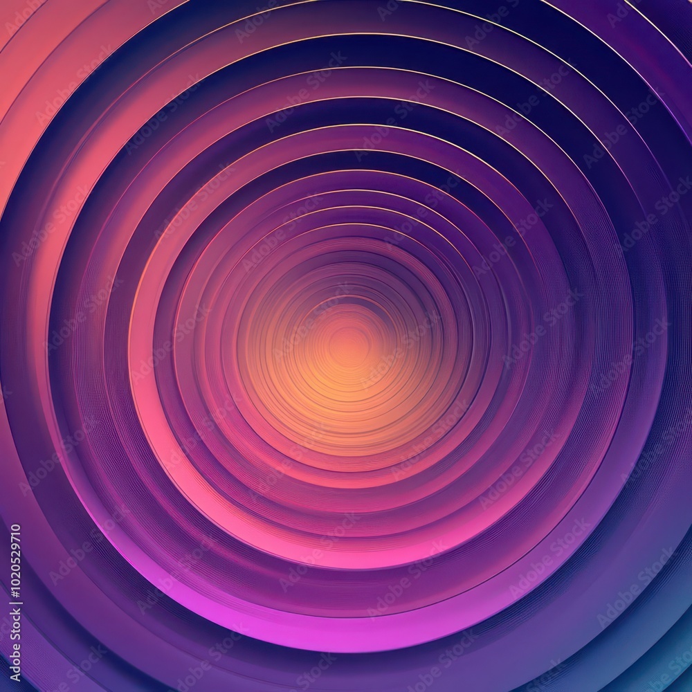Poster Abstract concentric circles in gradient shades, creating a hypnotic visual with a futuristic metallic sheen, glowing softly