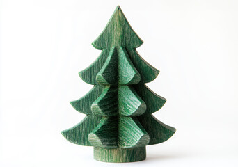 Obraz premium festive holiday decor, a green wooden christmas tree on white background, symbolizing christmas and new year