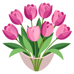 Fototapeta premium Bouquet of pink tulips vector illustration