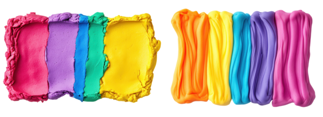 Colorful playdough in various shades, isolated on a white background, transparent background.