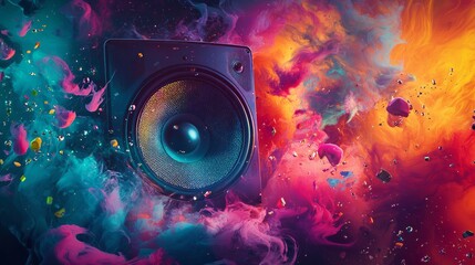 Vintage music reproductor with abstract power of sound