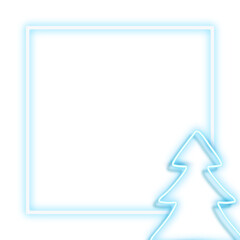 Blue neon Christmas tree frame transparent png
