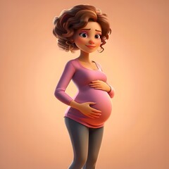 3D Cartoon character pregnant woman