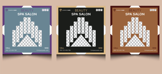 Elegant minimal unique clean creative modern business company square web advertising organic product beauty salon spa massage therapy skin treatment social media banner post design template.
