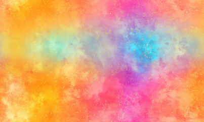 Seamless rainbow watercolor texture pattern with glitter accents
