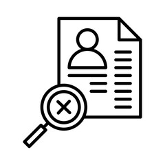 rejected CV icon, failed document submission. Vector illustration on a transparent background. 