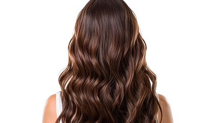 Naklejka premium Long brown hair. Back view