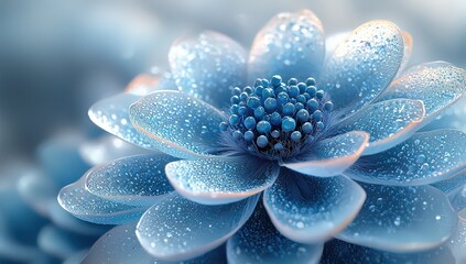 Fototapeta premium A beautiful mandala pattern in light blue and turquoise colors, set against a white background. 