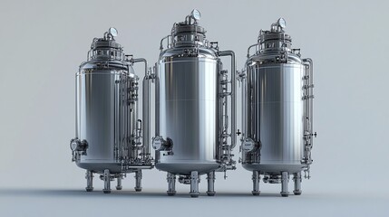 stainless steel bioreactors in a biotechnology facility used for controlled fermentation processes and bioprocessing, highlighting advanced industrial production capabilities