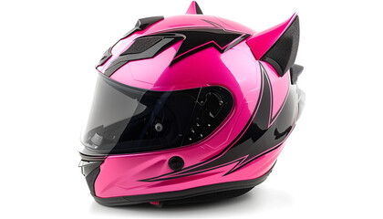 New stylish women motorcycle helmet with ears isolated on white