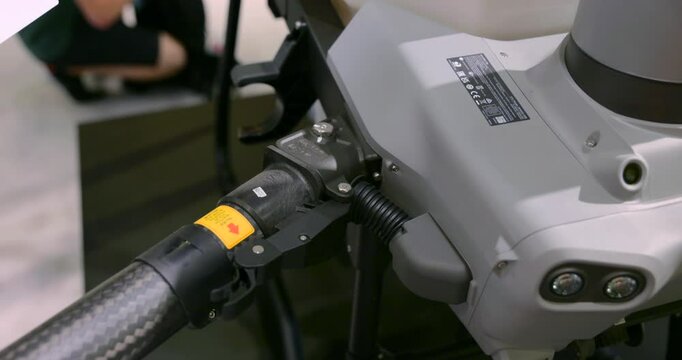 Frame Arm Of DJI Agras T50 Agricultural Drone Aircraft. closeup shot
