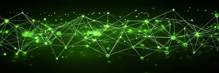 Glowing Geometric Network with Triangular Connection Nodes on a Connectivity and Technology Theme.