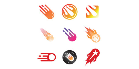 Set collection of Comet meteor logo vector icon illustration design