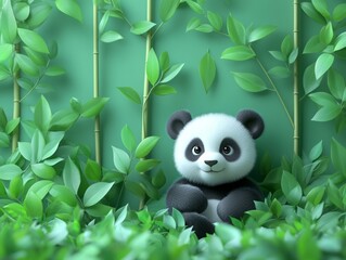 Cute Panda in the Garden