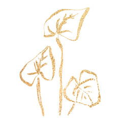 Gold leaf png sticker, glittery design transparent background