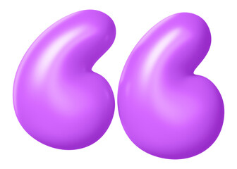 Quotation mark png 3D sticker, purple balloon texture, transparent background