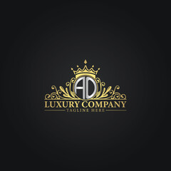 Luxury Crown Logo with Elegant Flourishes and Monogram