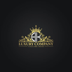Royal Luxury Company Logo Design with Gold Elements