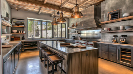 Modern Rustic Kitchen Design: A Perfect Blend of Industrial and Cozy Aesthetics for Culinary Enthusiasts