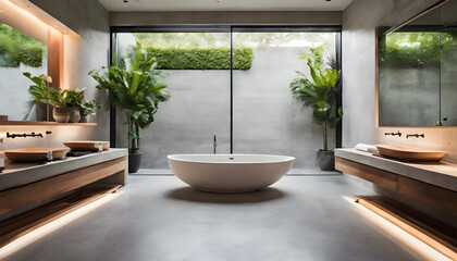 Fototapeta premium Tranquil Modern Spa with Minimalist Design and Serene Garden Views
