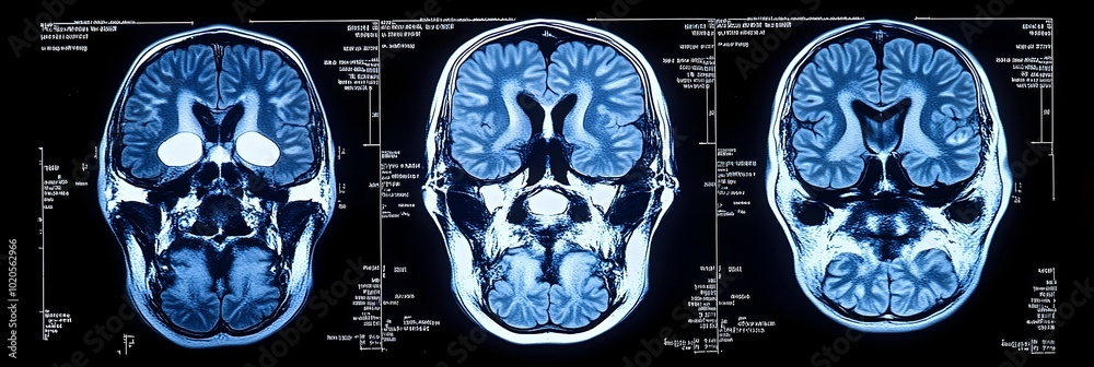 Aufkleber detailed mri scan reveals the intricate anatomy of the human brain,showcasing the cerebrum,cerebellu