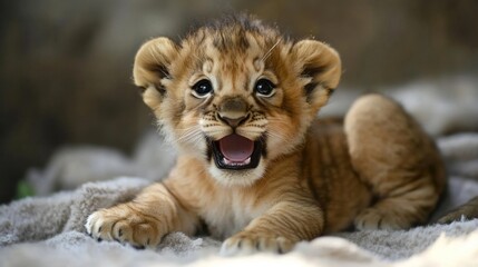 Obraz premium Adorable Lion Cub