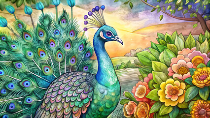 Fototapeta premium peacock in the park